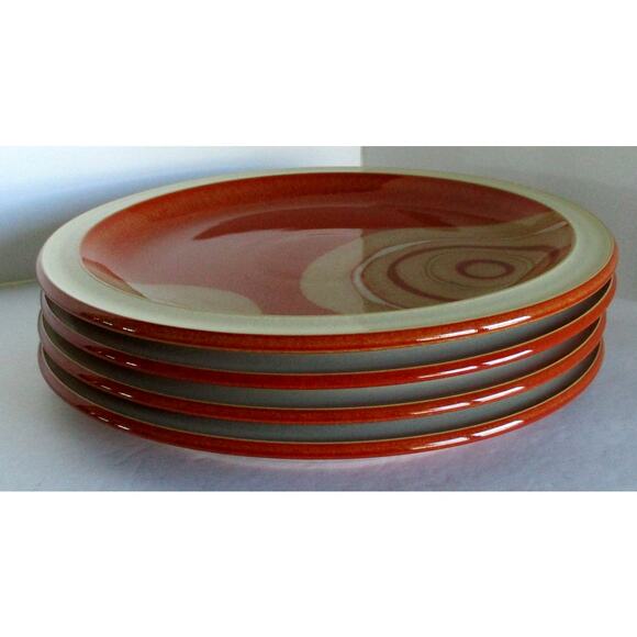 Denby Fire Chili 8.75" Lunch Salad Plates England Set Of 5 - Picture 3 of 6